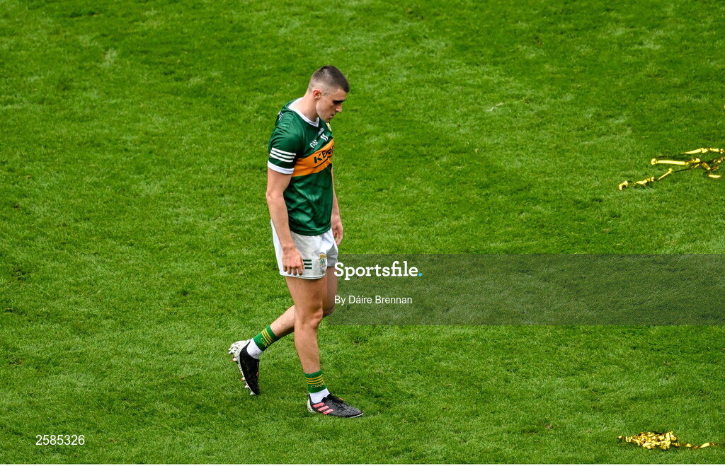 30 July 2023; A dejected Sean O'Shea of Kerry after the GAA Football All-Ireland Senior Championship final match between Dublin and Kerry at Croke Park in Dublin. Photo by Daire Brennan/Sportsfile