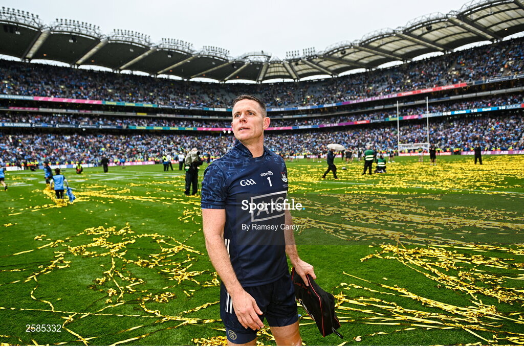 30 July 2023; Dublin goalkeeper Stephen Cluxton after the GAA Football All-Ireland Senior Championship final match between Dublin and Kerry at Croke Park in Dublin. Photo by Ramsey Cardy/Sportsfile
