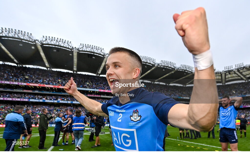30 July 2023; Eoin Murchan of Dublin celebrates after his side's victory in the GAA Football All-Ireland Senior Championship final match between Dublin and Kerry at Croke Park in Dublin. Photo by Seb Daly/Sportsfile