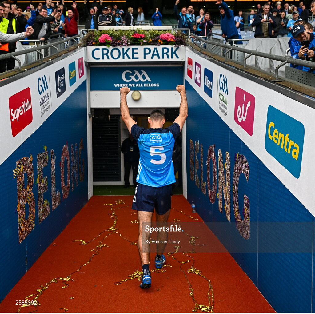 30 July 2023; James McCarthy of Dublin walks down the tunnel after the GAA Football All-Ireland Senior Championship final match between Dublin and Kerry at Croke Park in Dublin. Photo by Ramsey Cardy/Sportsfile