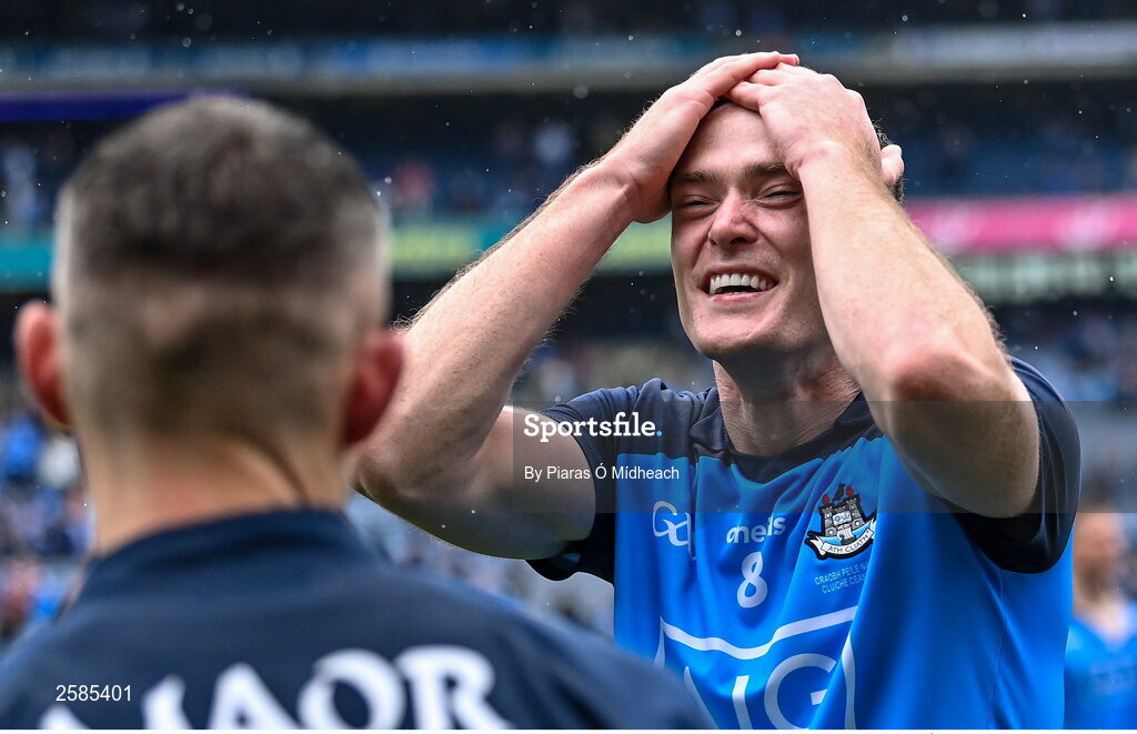 30 July 2023; Brian Fenton of Dublin celebrates after his side's victory in the GAA Football All-Ireland Senior Championship final match between Dublin and Kerry at Croke Park in Dublin. Photo by Piaras Ó Mídheach/Sportsfile