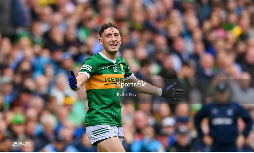 30 July 2023; Paudie Clifford of Kerry reacts during the GAA Football All-Ireland Senior Championship final match between Dublin and Kerry at Croke Park in Dublin. Photo by Seb Daly/Sportsfile
