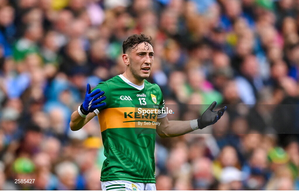 30 July 2023; Paudie Clifford of Kerry reacts during the GAA Football All-Ireland Senior Championship final match between Dublin and Kerry at Croke Park in Dublin. Photo by Seb Daly/Sportsfile