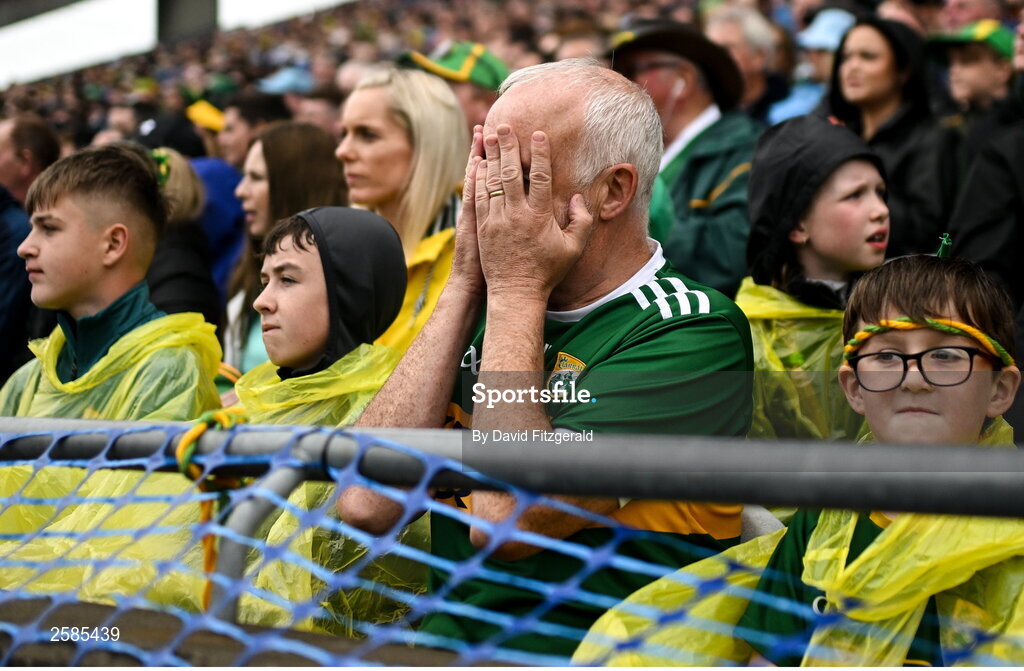 30 July 2023; A Kerry supporter reacts during the GAA Football All-Ireland Senior Championship final match between Dublin and Kerry at Croke Park in Dublin. Photo by David Fitzgerald/Sportsfile