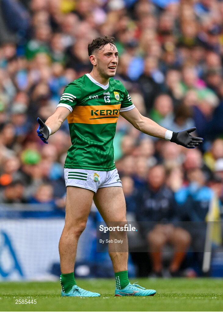 30 July 2023; Paudie Clifford of Kerry reacts during the GAA Football All-Ireland Senior Championship final match between Dublin and Kerry at Croke Park in Dublin. Photo by Seb Daly/Sportsfile