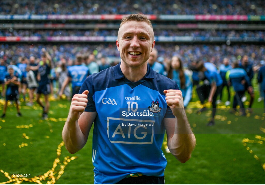 30 July 2023; Paddy Small of Dublin after the GAA Football All-Ireland Senior Championship final match between Dublin and Kerry at Croke Park in Dublin. Photo by David Fitzgerald/Sportsfile