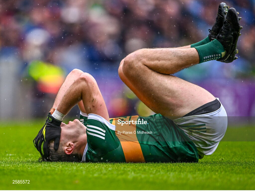 30 July 2023; David Clifford of Kerry reacts after a missed chance during the GAA Football All-Ireland Senior Championship final match between Dublin and Kerry at Croke Park in Dublin. Photo by Piaras Ó Mídheach/Sportsfile