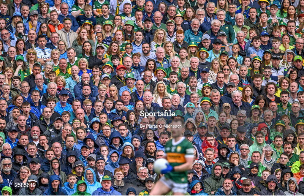 30 July 2023; Spectators during the GAA Football All-Ireland Senior Championship final match between Dublin and Kerry at Croke Park in Dublin. Photo by Piaras Ó Mídheach/Sportsfile