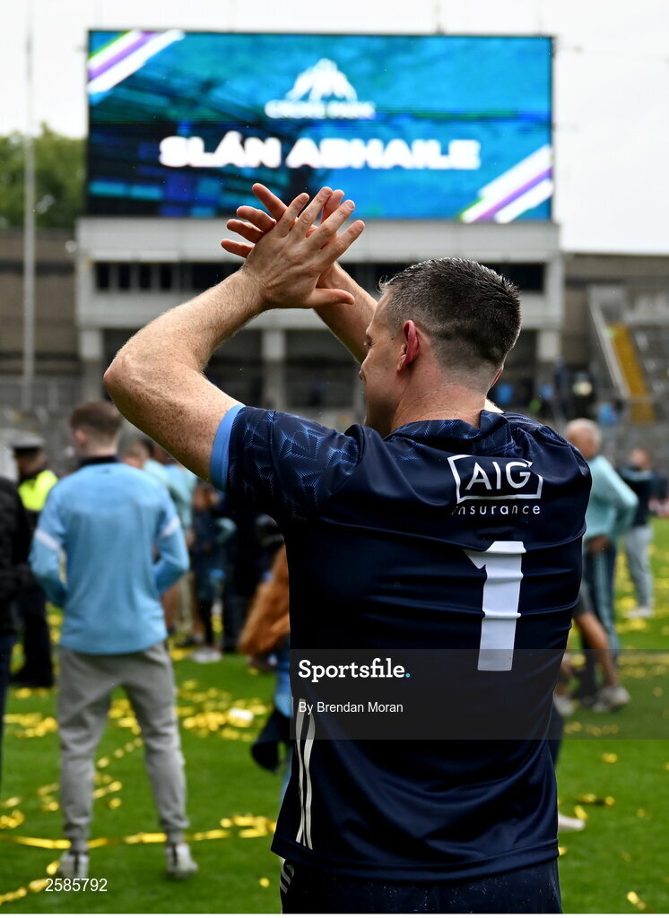 30 July 2023; Dublin goalkeeper Stephen Cluxton leaves the pitch after the GAA Football All-Ireland Senior Championship final match between Dublin and Kerry at Croke Park in Dublin. Photo by Brendan Moran/Sportsfile