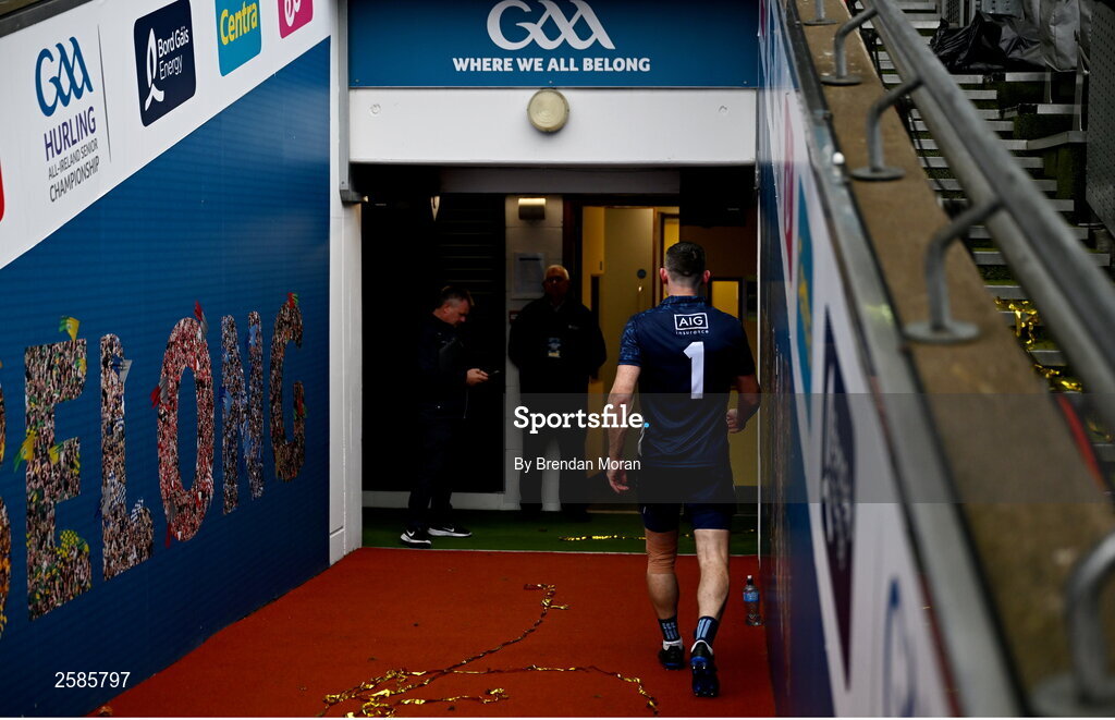 30 July 2023; Dublin goalkeeper Stephen Cluxton leaves the pitch after the GAA Football All-Ireland Senior Championship final match between Dublin and Kerry at Croke Park in Dublin. Photo by Brendan Moran/Sportsfile