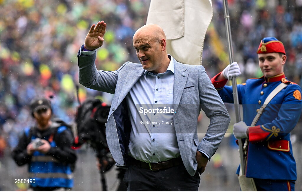 30 July 2023; Ray Silke of the 1998 All-Ireland winning Galway jubilee team who were honoured before the GAA Football All-Ireland Senior Championship final match between Dublin and Kerry at Croke Park in Dublin. Photo by Ramsey Cardy/Sportsfile