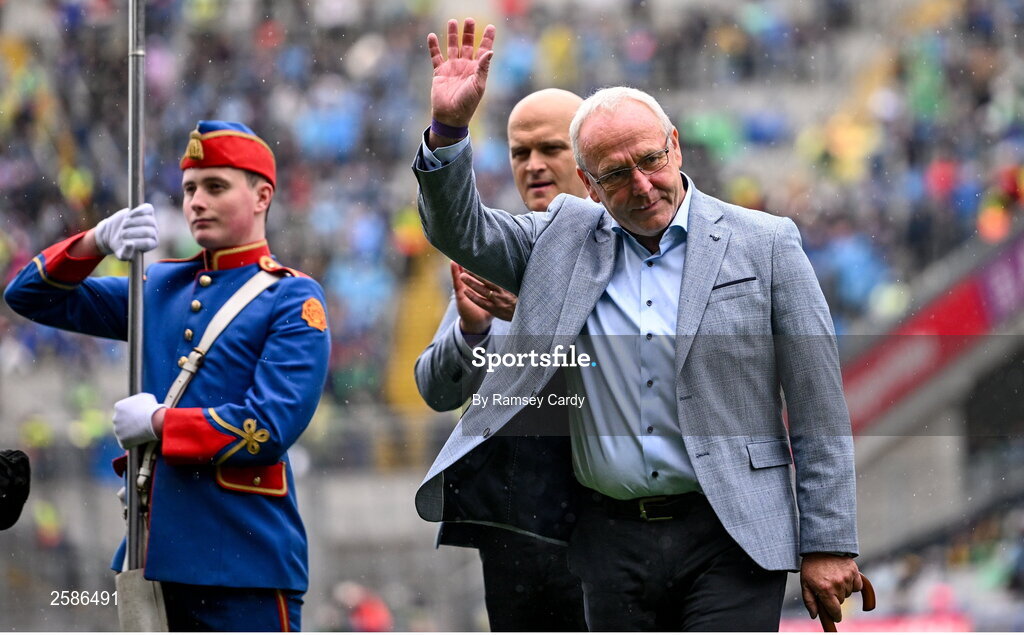30 July 2023; Martin McNamara of the 1998 All-Ireland winning Galway jubilee team who were honoured before the GAA Football All-Ireland Senior Championship final match between Dublin and Kerry at Croke Park in Dublin. Photo by Ramsey Cardy/Sportsfile