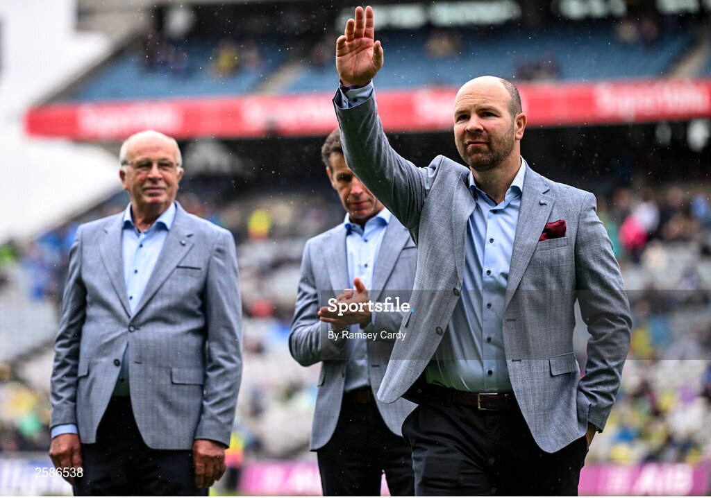 30 July 2023; John Divilly of the 1998 All-Ireland winning Galway jubilee team who were honoured before the GAA Football All-Ireland Senior Championship final match between Dublin and Kerry at Croke Park in Dublin. Photo by Ramsey Cardy/Sportsfile