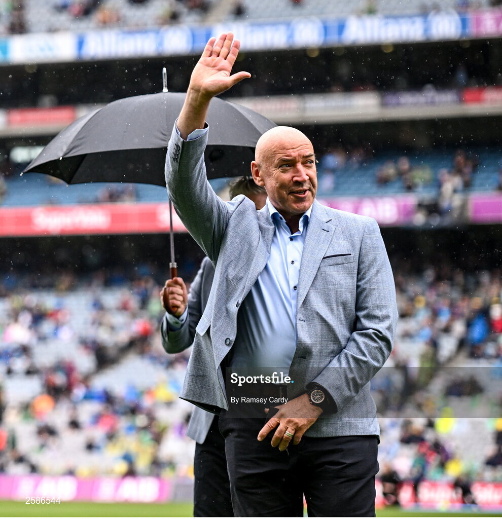 30 July 2023; Pat Comer of the 1998 All-Ireland winning Galway jubilee team who were honoured before the GAA Football All-Ireland Senior Championship final match between Dublin and Kerry at Croke Park in Dublin. Photo by Ramsey Cardy/Sportsfile