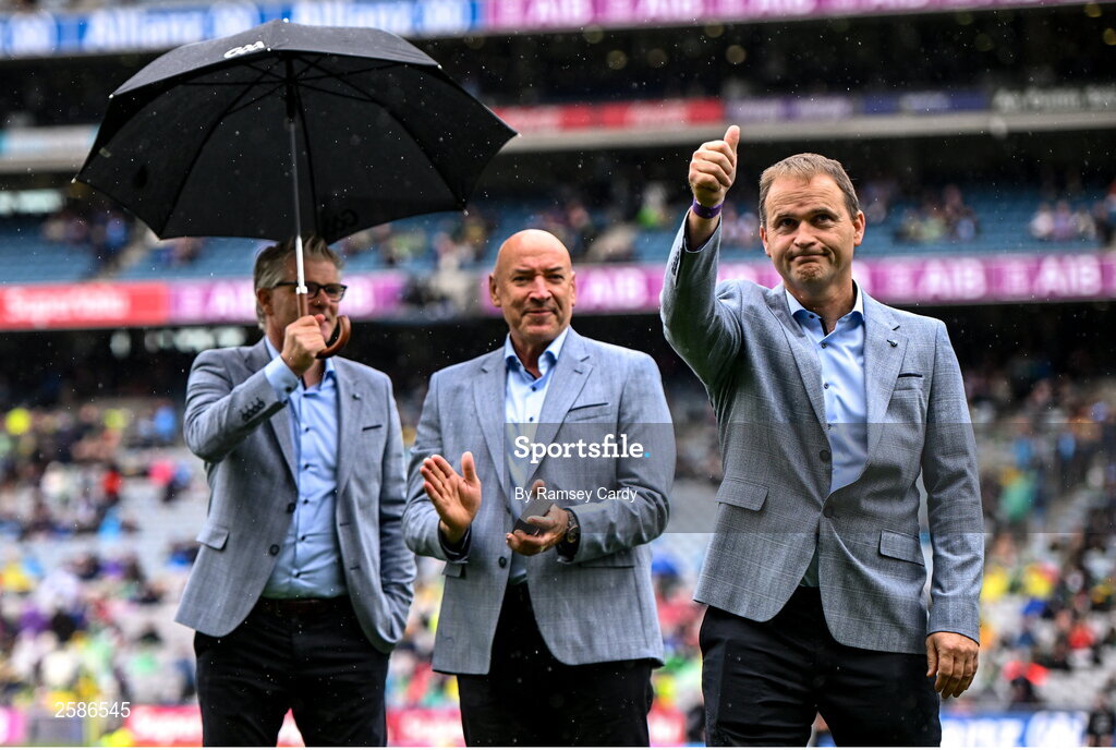 30 July 2023; Brian Silke of the 1998 All-Ireland winning Galway jubilee team who were honoured before the GAA Football All-Ireland Senior Championship final match between Dublin and Kerry at Croke Park in Dublin. Photo by Ramsey Cardy/Sportsfile