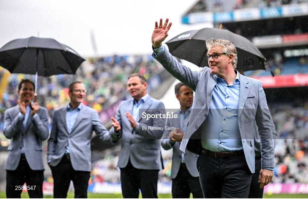 30 July 2023; Niall Finnegan of the 1998 All-Ireland winning Galway jubilee team who were honoured before the GAA Football All-Ireland Senior Championship final match between Dublin and Kerry at Croke Park in Dublin. Photo by Ramsey Cardy/Sportsfile