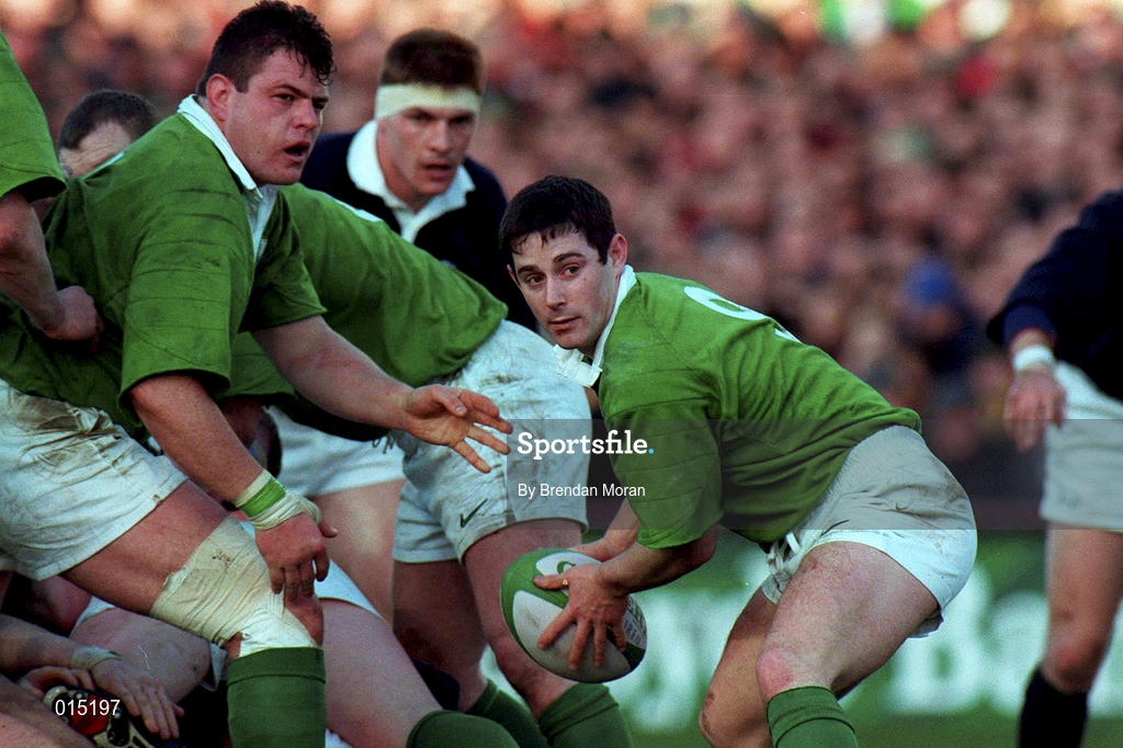 7 February 1998; Brian O'Meara of Ireland during the Five Nations Rugby Championship match between Ireland and Scotland at Lansdowne Road in Dublin, Ireland. Photo by Brendan Moran/Sportsfile