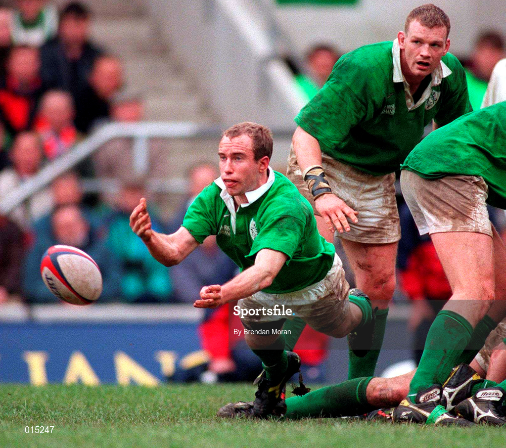 4 April 1998; Conor McGuinness of Ireland during the Five Nations Rugby Championship match between England and Ireland at Twickenham Stadium in London, England. Photo by Brendan Moran/Sportsfile