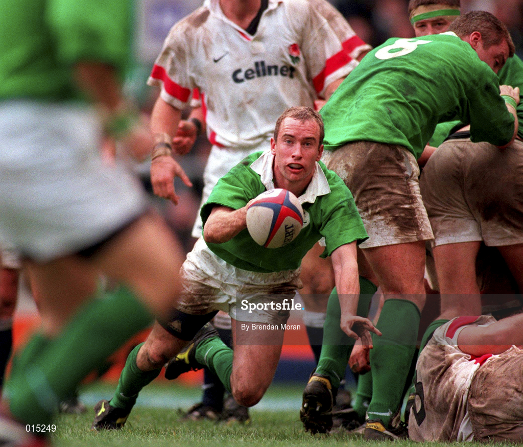 4 April 1998; Conor McGuinness of Ireland during the Five Nations Rugby Championship match between England and Ireland at Twickenham Stadium in London, England. Photo by Brendan Moran/Sportsfile