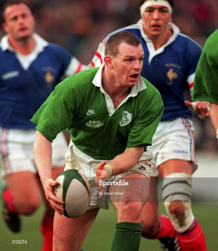 18 January 1997; David Corkery of Ireland during the Five Nations Rugby Championship match between Ireland and France at Lansdowne Road in Dublin. Photo by David Maher/Sportsfile
