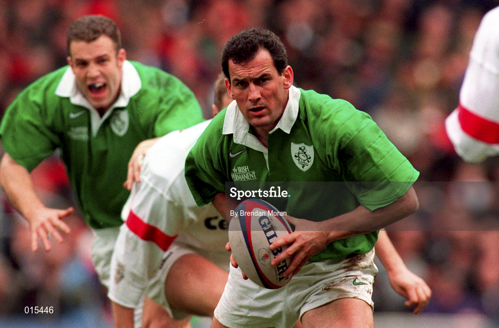 4 April 1998; Eric Elwood of Ireland during the Five Nations Rugby Championship match between England and Ireland at Twickenham Stadium in London, England. Photo by Brendan Moran/Sportsfile