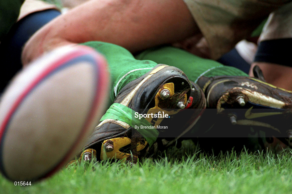 4 April 1998; A general view of rugby boots and studs during the Five Nations Rugby Championship match between England and Ireland at Twickenham Stadium in London, England. Photo by Brendan Moran/Sportsfile