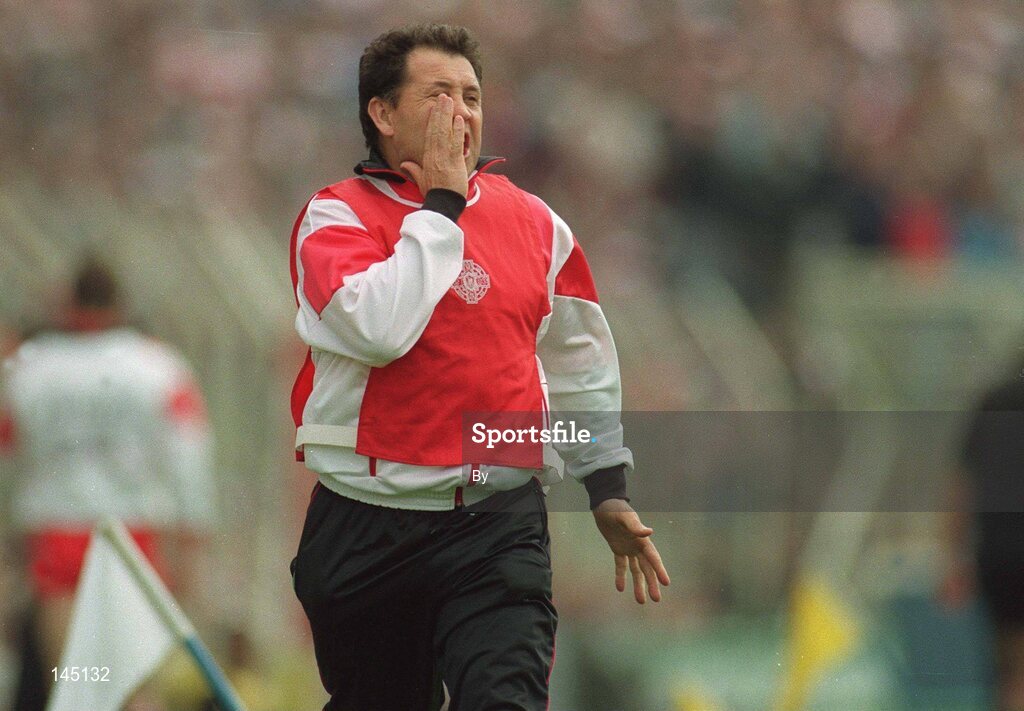 22 August 1993; Derry manager Eamonn Coleman pictured during the match. All Ireland football semi final. Derry v Dublin. Croke Park, Dublin. Picture credit; Ray McManus / SPORTSFILE