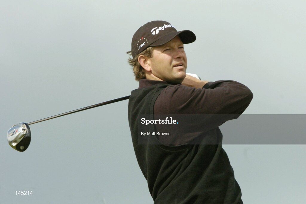 2 July 2004; Retief Goosen watches his drive from the 18th tee box during the Smurfit European Open. South Course, K Club, Straffan, Co. Kildare, Ireland. Picture credit; Matt Browne / SPORTSFILE
