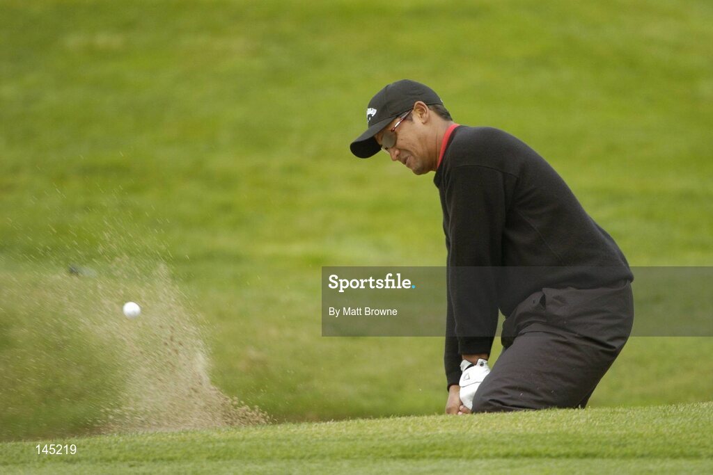 2 July 2004; Michael Campbell plays from the bunker onto the 17th green during the Smurfit European Open. South Course, K Club, Straffan, Co. Kildare, Ireland. Picture credit; Matt Browne / SPORTSFILE