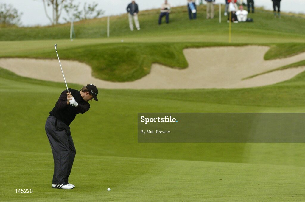 2 July 2004; Retief Goosen plays his second shot from the 14th fairway during the Smurfit European Open. South Course, K Club, Straffan, Co. Kildare, Ireland. Picture credit; Matt Browne / SPORTSFILE