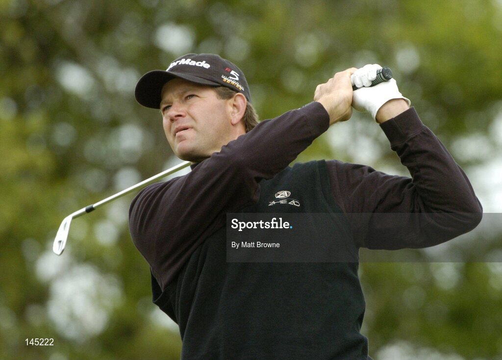 2 July 2004; Retief Goosen watches his tee shot from the 12th tee box during the Smurfit European Open. South Course, K Club, Straffan, Co. Kildare, Ireland. Picture credit; Matt Browne / SPORTSFILE