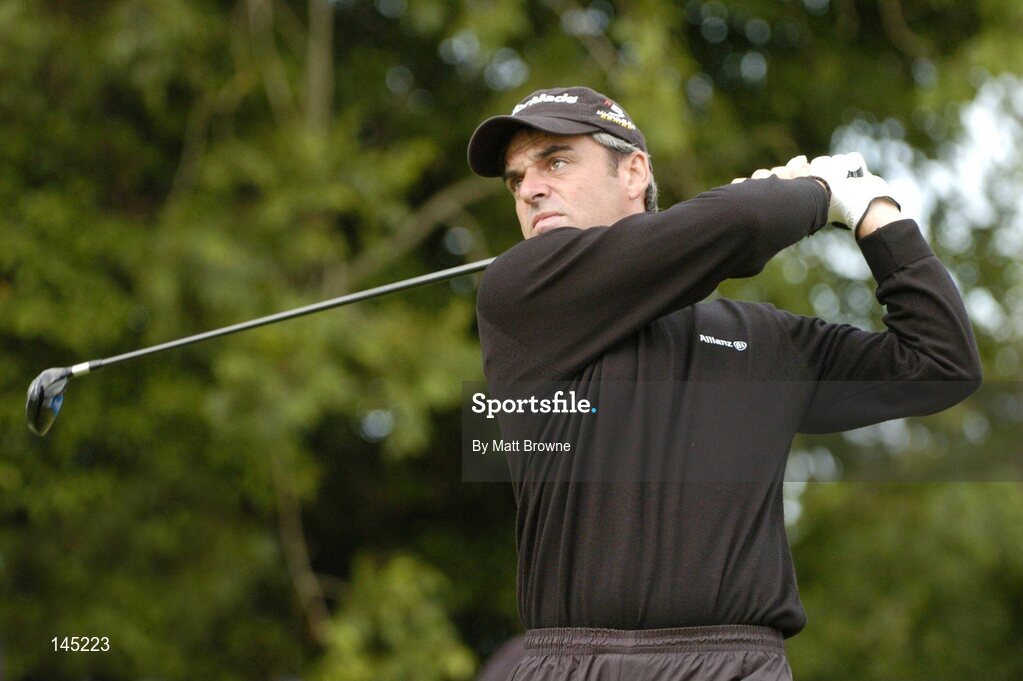 2 July 2004; Paul McGinley watches his tee shot from the 13th tee box during the Smurfit European Open. South Course, K Club, Straffan, Co. Kildare, Ireland. Picture credit; Matt Browne / SPORTSFILE