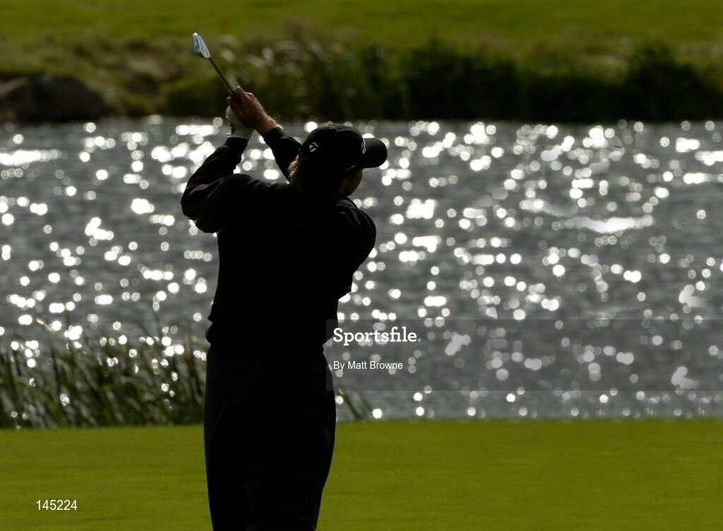 2 July 2004; Retief Goosen watches his second shot from the 16th fairway during the Smurfit European Open. South Course, K Club, Straffan, Co. Kildare, Ireland. Picture credit; Matt Browne / SPORTSFILE
