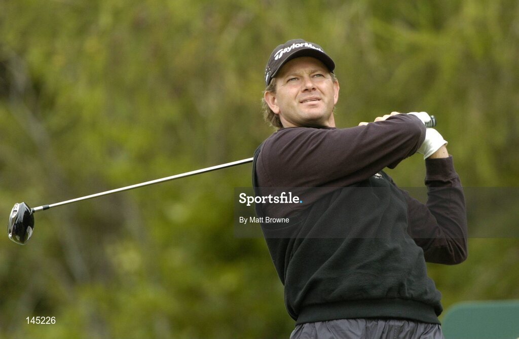 2 July 2004; Retief Goosen watches his drive from the 9th tee box during the Smurfit European Open. South Course, K Club, Straffan, Co. Kildare, Ireland. Picture credit; Matt Browne / SPORTSFILE