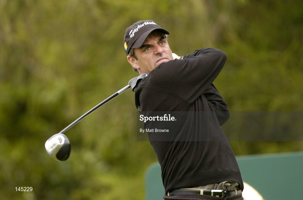 2 July 2004; Paul McGinley watches his drive from the 9th tee box during the Smurfit European Open. South Course, K Club, Straffan, Co. Kildare, Ireland. Picture credit; Matt Browne / SPORTSFILE