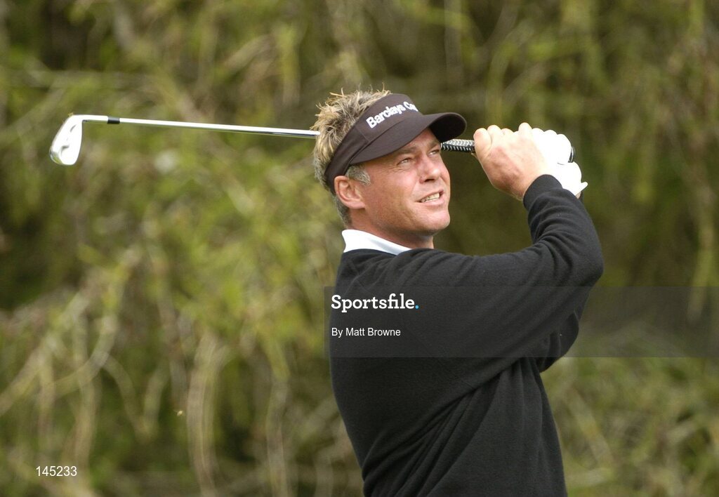 2 July 2004; Darren Clarke watches his tee shot from the 8th tee box during the Smurfit European Open. South Course, K Club, Straffan, Co. Kildare, Ireland. Picture credit; Matt Browne / SPORTSFILE