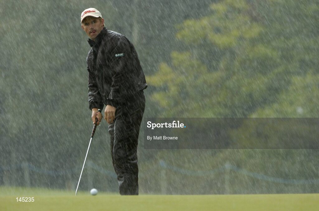 2 July 2004; Padraig Harrington watches his putt on the 9th green during the Smurfit European Open. South Course, K Club, Straffan, Co. Kildare, Ireland. Picture credit; Matt Browne / SPORTSFILE