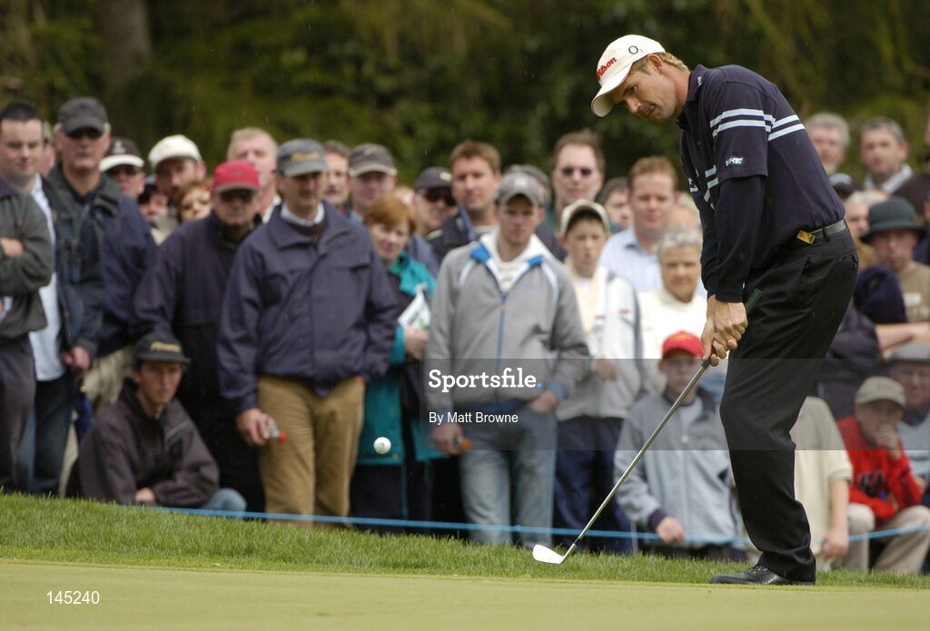 2 July 2004; Padraig Harrington pitches onto the 7th green during the Smurfit European Open. South Course, K Club, Straffan, Co. Kildare, Ireland. Picture credit; Matt Browne / SPORTSFILE