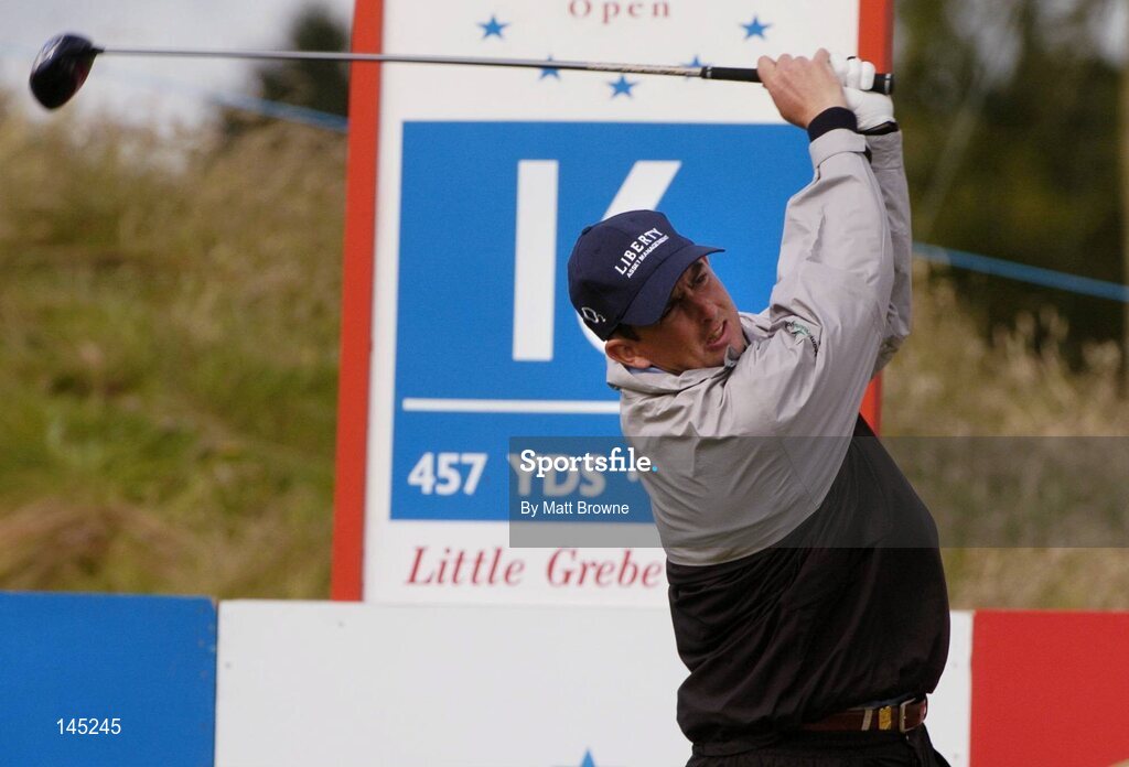 2 July 2004; Peter Lawrie watches his drive from the 16th tee box during the Smurfit European Open. South Course, K Club, Straffan, Co. Kildare, Ireland. Picture credit; Matt Browne / SPORTSFILE