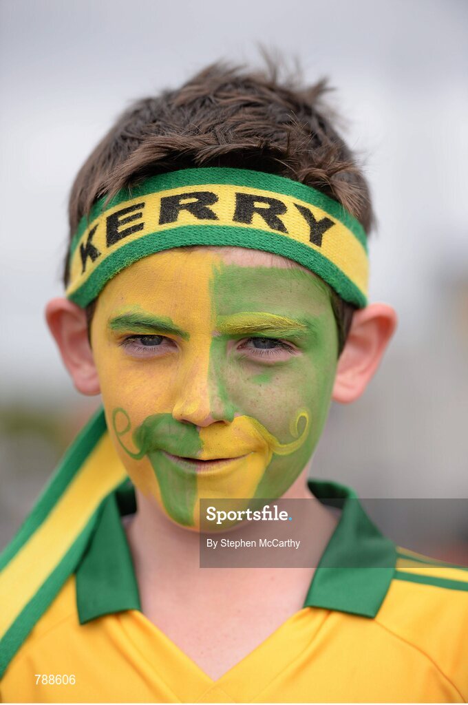1 September 2013; Kerry supporter Christopher Mulvihill, aged 9, originally from Ballylongford, Co. Kerry, but now living in New York, U.S.A., ahead of the game. GAA Football All-Ireland Senior Championship, Semi-Final, Dublin v Kerry, Croke Park, Dublin. Picture credit: Stephen McCarthy / SPORTSFILE