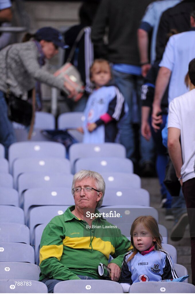 1 September 2013; A Kerry and a Dublin supporter after the match. GAA Football All-Ireland Senior Championship, Semi-Final, Dublin v Kerry, Croke Park, Dublin. Picture credit: Brian Lawless / SPORTSFILE