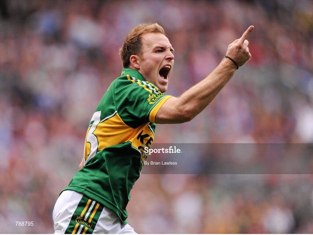 1 September 2013; Kerry's Darran O'Sullivan celebrates scoring a point. GAA Football All-Ireland Senior Championship, Semi-Final, Dublin v Kerry, Croke Park, Dublin. Picture credit: Brian Lawless / SPORTSFILE