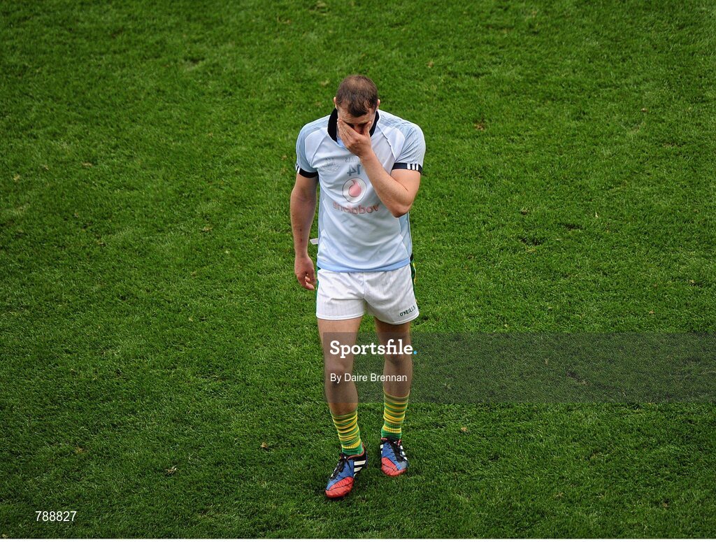 1 September 2013; A dejected Mark Griffin, Kerry, leaves the field after the game. GAA Football All-Ireland Senior Championship, Semi-Final, Dublin v Kerry, Croke Park, Dublin. Picture credit: Dáire Brennan / SPORTSFILE