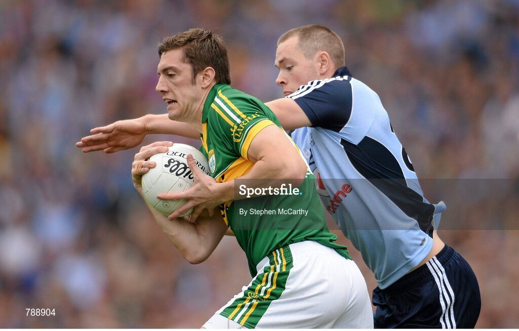 1 September 2013; David Moran, Kerry, in action against Dean Rock, Dublin. GAA Football All-Ireland Senior Championship, Semi-Final, Dublin v Kerry, Croke Park, Dublin. Picture credit: Stephen McCarthy / SPORTSFILE
