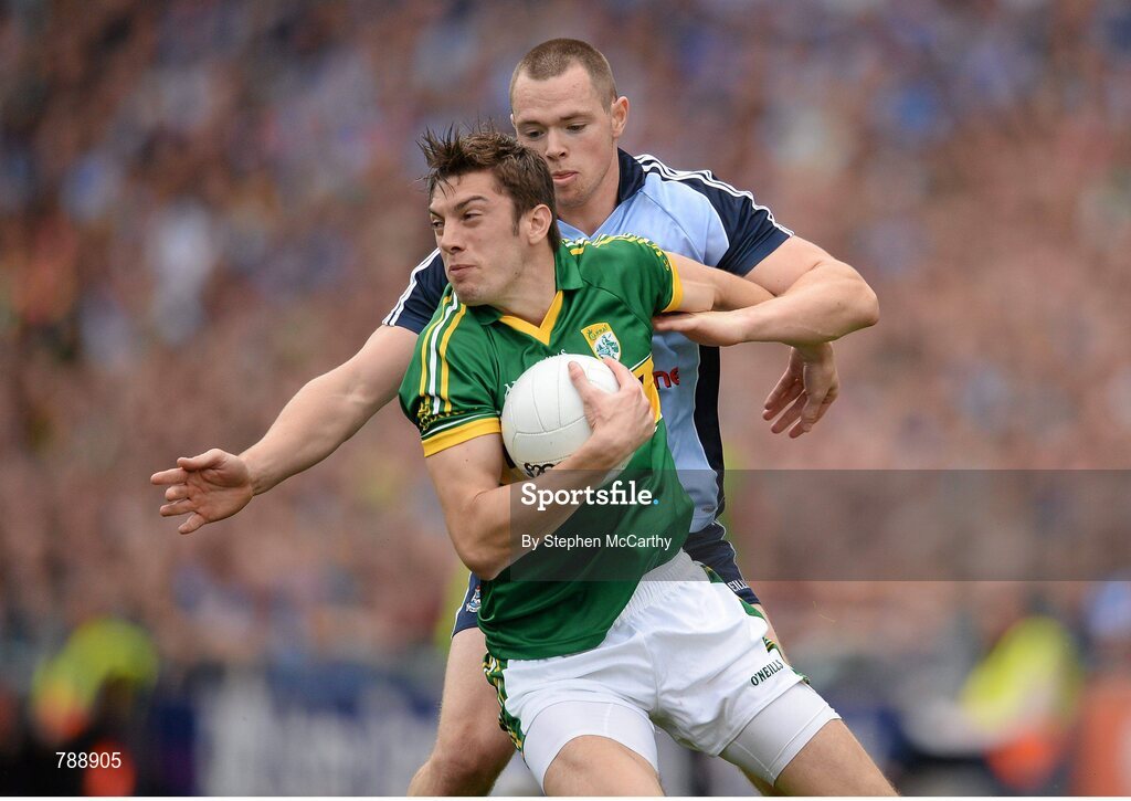 1 September 2013; David Moran, Kerry, in action against Dean Rock, Dublin. GAA Football All-Ireland Senior Championship, Semi-Final, Dublin v Kerry, Croke Park, Dublin. Picture credit: Stephen McCarthy / SPORTSFILE