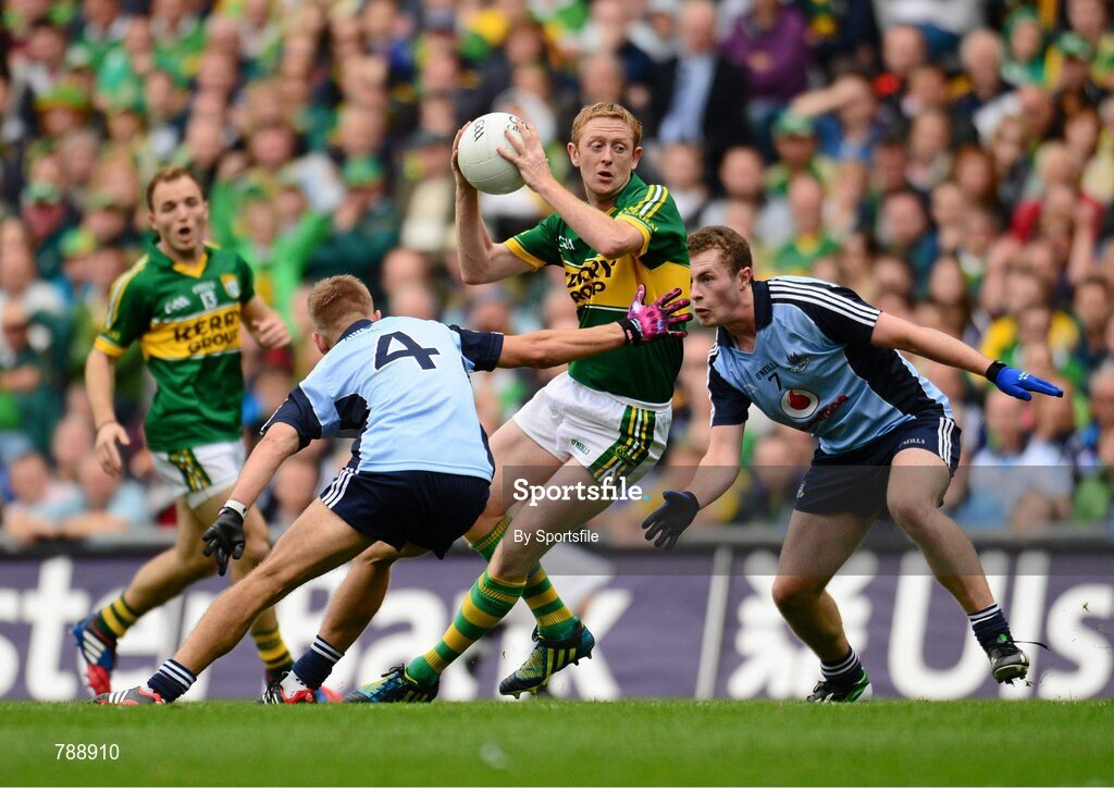 1 September 2013; Colm Cooper, Kerry, in action against Johhny Cooper, left, and Jack McCaffrey, Dublin. GAA Football All-Ireland Senior Championship, Semi-Final, Dublin v Kerry, Croke Park, Dublin. Photo by Sportsfile