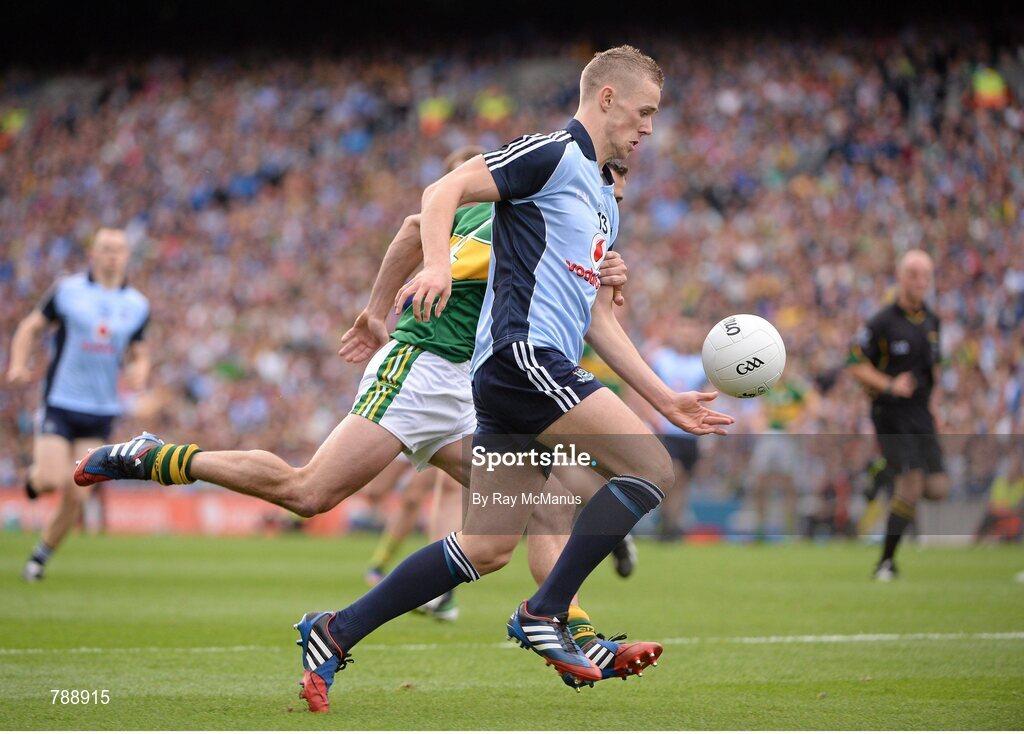 1 September 2013; Paul Mannion, Dublin, is tackled by Shane Griffin, Kerry. GAA Football All-Ireland Senior Championship, Semi-Final, Dublin v Kerry, Croke Park, Dublin. Picture credit: Ray McManus / SPORTSFILE