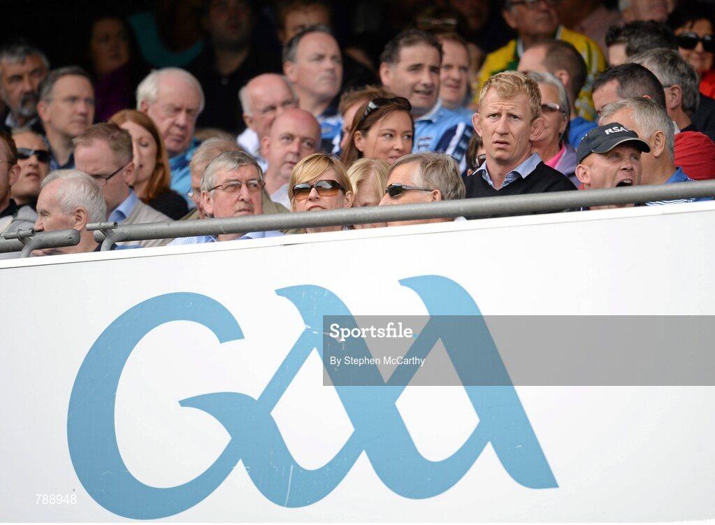 1 September 2013; Leinster's Leo Cullen watches on ahead of the game. GAA Football All-Ireland Senior Championship, Semi-Final, Dublin v Kerry, Croke Park, Dublin. Picture credit: Stephen McCarthy / SPORTSFILE