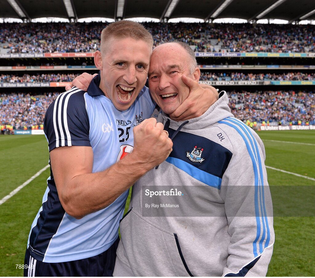 1 September 2013; The Dublin doctor, Dr. David Hickey, with Eoghan O'Gara after the game. GAA Football All-Ireland Senior Championship, Semi-Final, Dublin v Kerry, Croke Park, Dublin. Picture credit: Ray McManus / SPORTSFILE