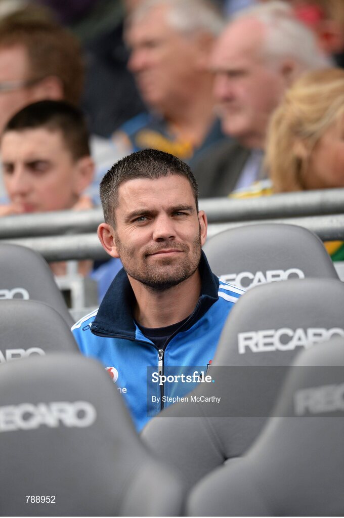 1 September 2013; Memeber of the Dublin backroom staff and former WBA Super Bantamweight World Champion Bernard Dunne ahead of the game. GAA Football All-Ireland Senior Championship, Semi-Final, Dublin v Kerry, Croke Park, Dublin. Picture credit: Stephen McCarthy / SPORTSFILE